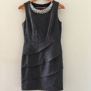 connected apparel gray dress with beaded collar 8P